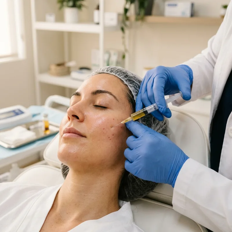 Aplicación de gotas de serum — plasma rico en plaquetas en Concón